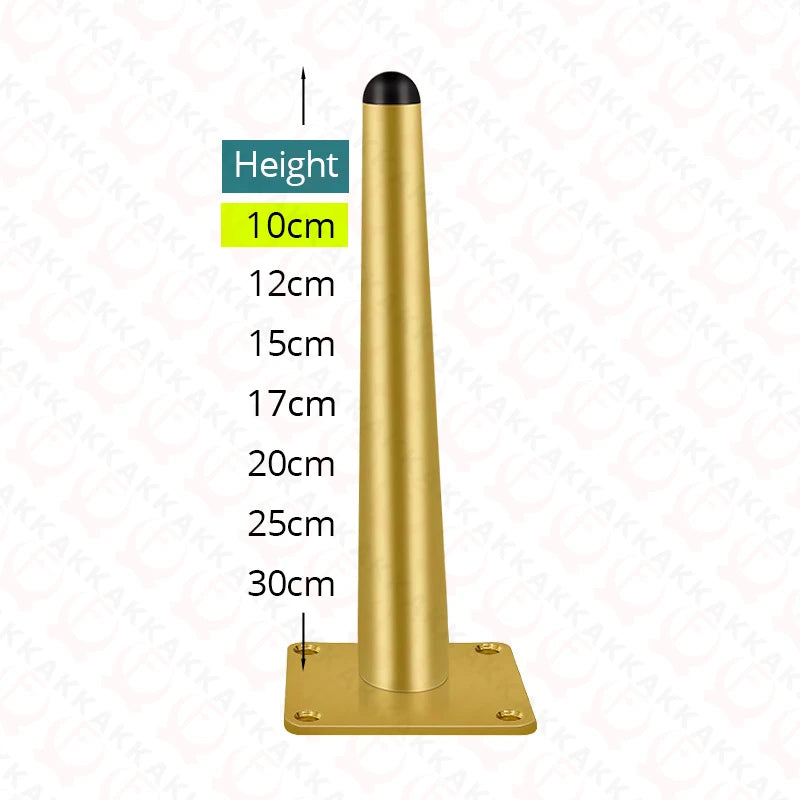 KAK 4Pcs Black Furniture Leg Gold Table Feet Replacement Cabinet Sofa Metal Feet With Screws 800KG Non-Punch Furniture Hardware