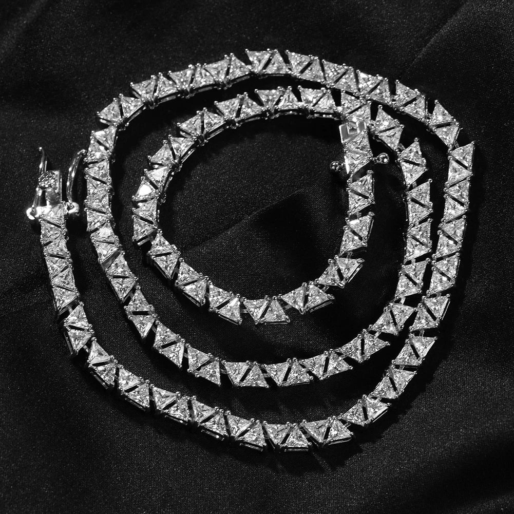 5MM Triangle Tennis Chain Brass Necklace with Zirconia Stones