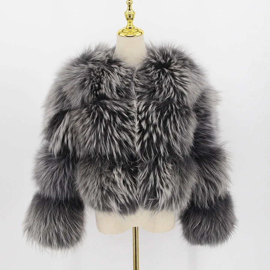 PINK JAVA QC1884 New Arrival Real Raccoon Fur Coat Women  Fur Jacket Winter Luxury Fluffy Raccoon Coats Hot Sale