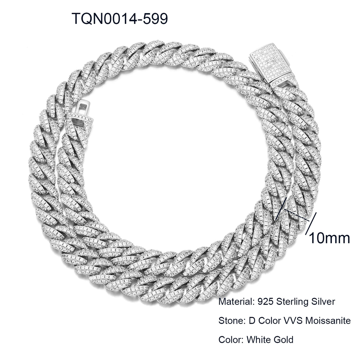 Collar de cadena cubana de Miami para hombre, joyería fina de hip hop, plata de ley 925, 6mm-20mm, con diamantes de moissanite VVS helados