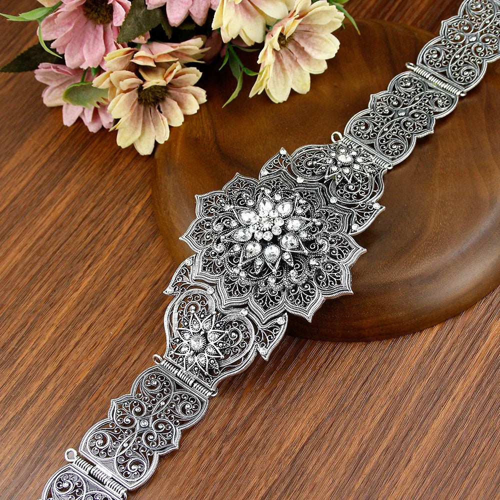 Cinturón de caftán marroquí color oro de Sunspicems para mujer, cadena de cintura para vestido, joyería de boda para novia árabe, fajín para túnica, cadena corporal
