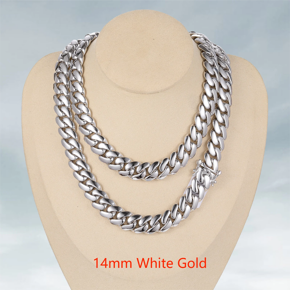 Collar de cadena cubana Miami de lujo estilo hip hop, eslabones de 10mm-22mm de plata de ley 925 maciza con diamantes de moissanita tipo "iced out" y cierre de hebilla
