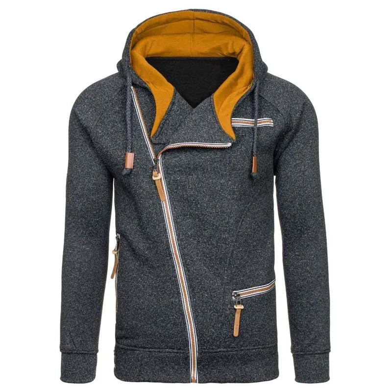 Ny hoodie för män 2025 höst avslappnad enfärgad långärmad herrhoodie sweatshirt smal dragkedja huvtröja sweatshirt herr huvtröja streetwear
