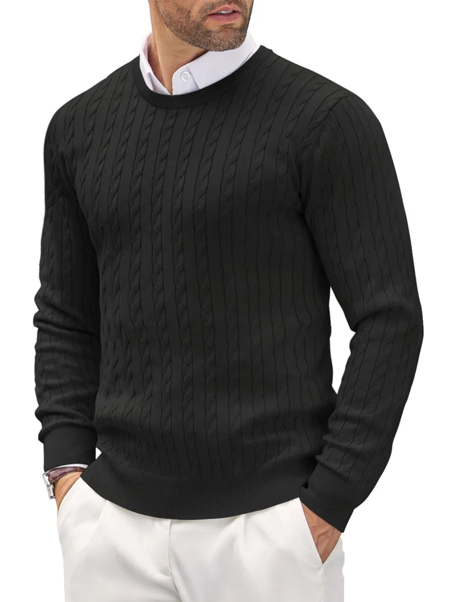 Wholesale High Quality Cotton Solid Color Knitting Sweater Twist Slim Pullover Men's Crewneck Thick Spring Casual Knit Sweaters
