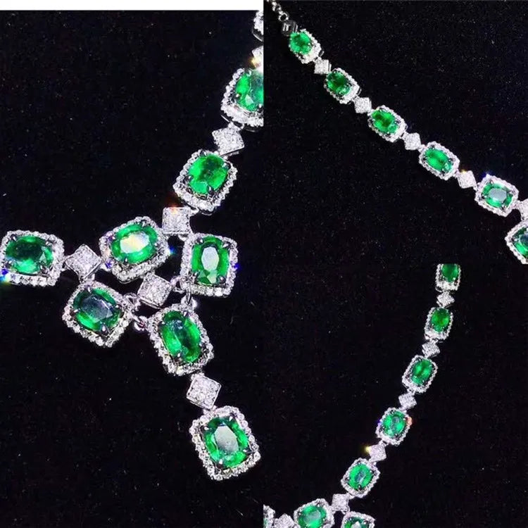 Gargantilla de joyería con piedras preciosas estilo lujoso real Sgarit, collar con colgante de esmeralda natural verde intenso de 3.64 quilates en oro de 18K