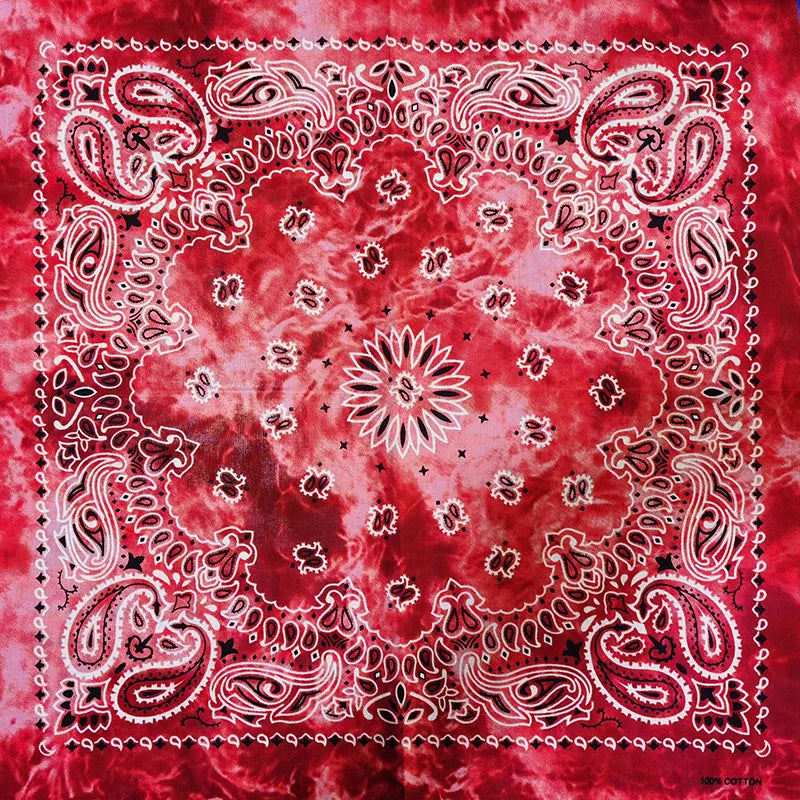 New Fashion Hip Hop 100% Cotton Bandana Square Scarf 55cm*55cm Black Red Paisley Headband Printed for Women/Men/Boys/Girls