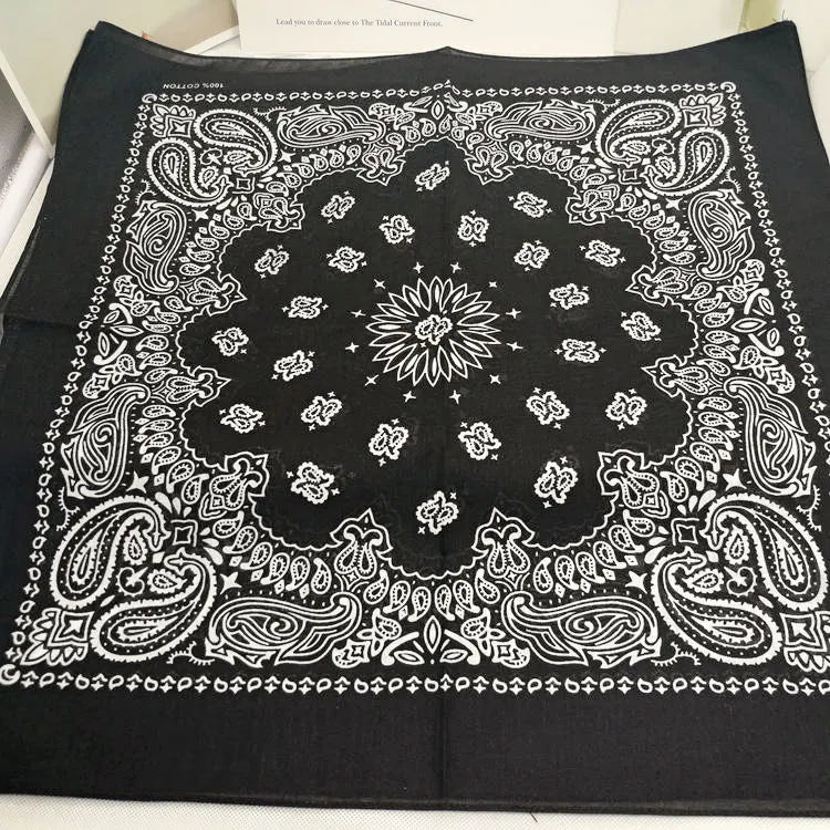 New Fashion Hip Hop 100% Cotton Bandana Square Scarf 55cm*55cm Black Red Paisley Headband Printed for Women/Men/Boys/Girls