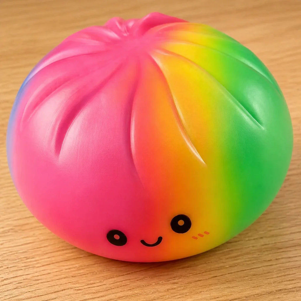 25cm Jumbo Rainbow Steamed Dumpling Squishy Stress Toy with Steamer