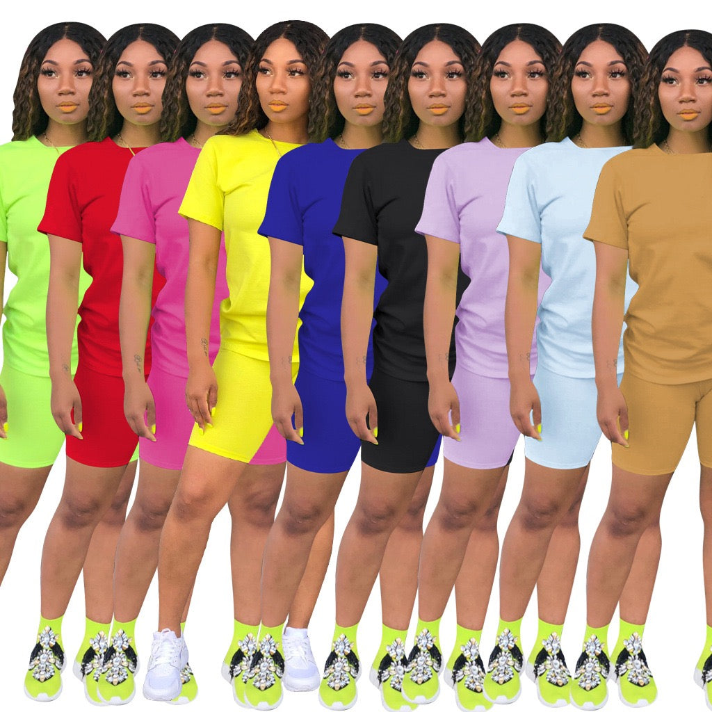Custom Logo Plus Size Women Summer Clothing Cotton Short Sleeves Two Piece Set Women Clothing 2023
