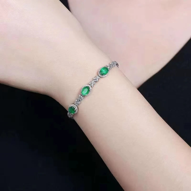 Pulsera de esmeralda natural al por mayor SGARIT, temperamento versátil, pulsera de esmeralda natural de 2.04ct en oro de 18k para mujer