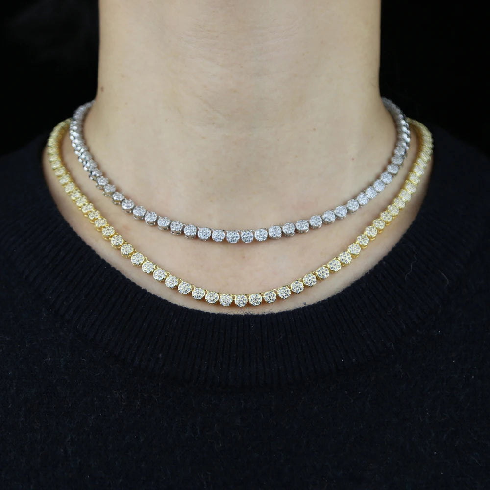 Micro Pave CZ Geometric Tennis Necklace for Women