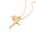 Religious Jewelry Stainless Steel Coin Virgin Mary Pendant Jesus Cross Necklace