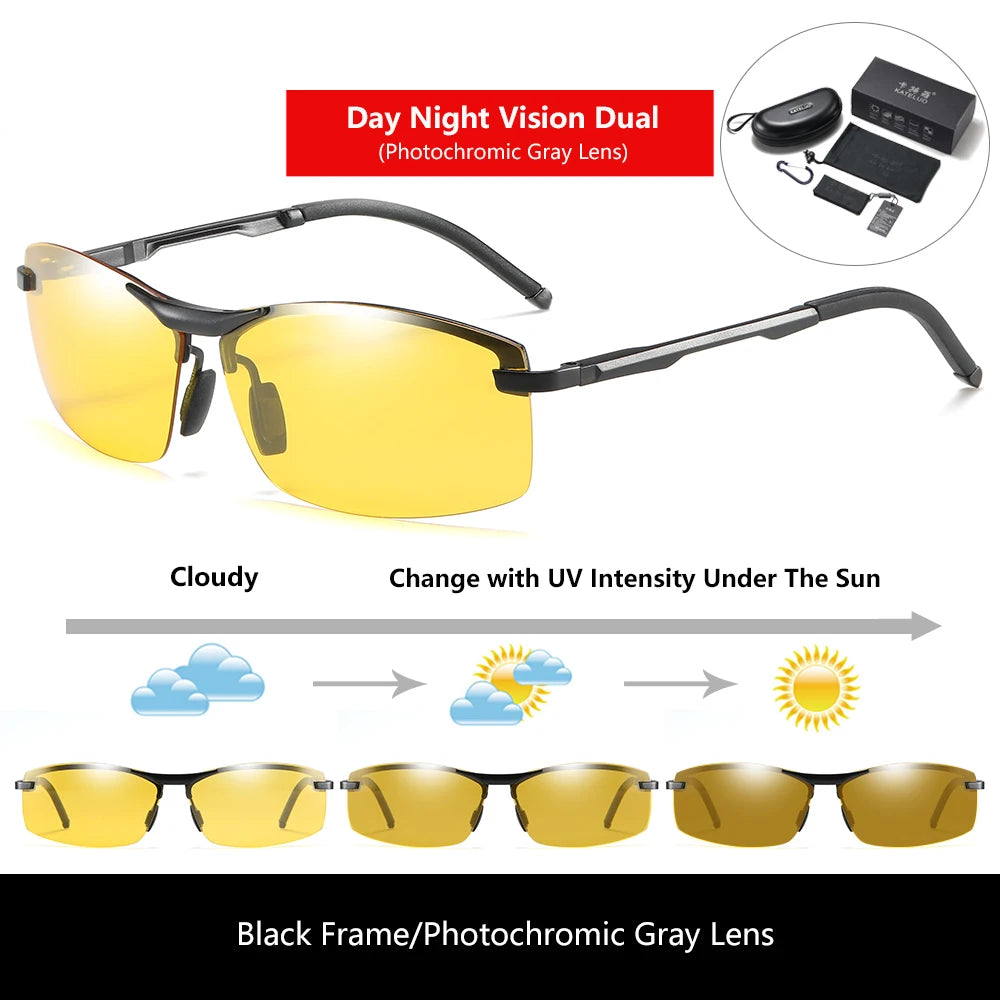 KATELUO Day Night Vision Eyeglasses Men Sunglasses for Driving Polarized UV400 Sports Eyewear Photochromic Male Sun Glasses 557