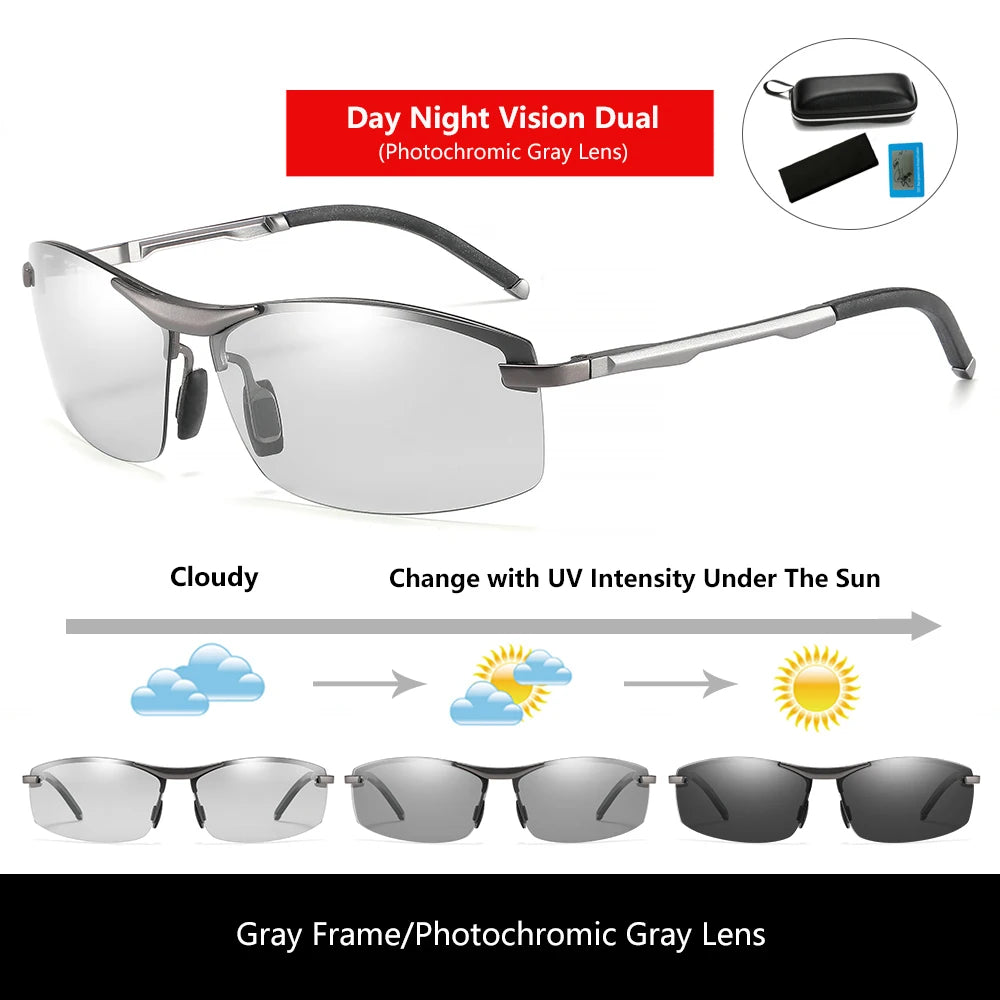 KATELUO Day Night Vision Eyeglasses Men Sunglasses for Driving Polarized UV400 Sports Eyewear Photochromic Male Sun Glasses 557