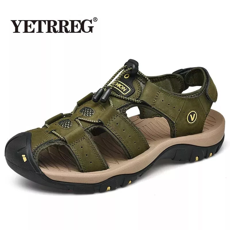 New Men Shoes Genuine Leather Men Sandals Summer Men Causal Shoes Beach Sandals Man Fashion Outdoor Casual Sneakers Size 38-48