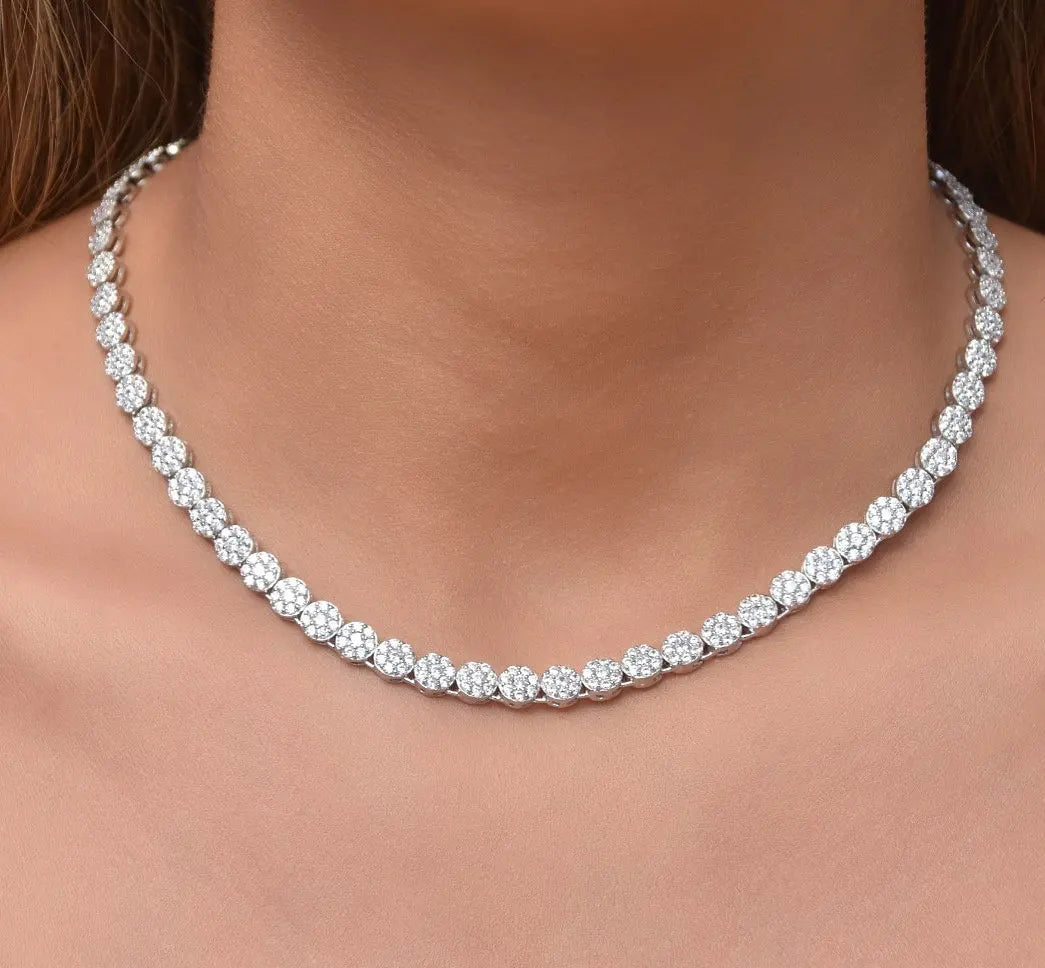 Micro Pave CZ Geometric Tennis Necklace for Women