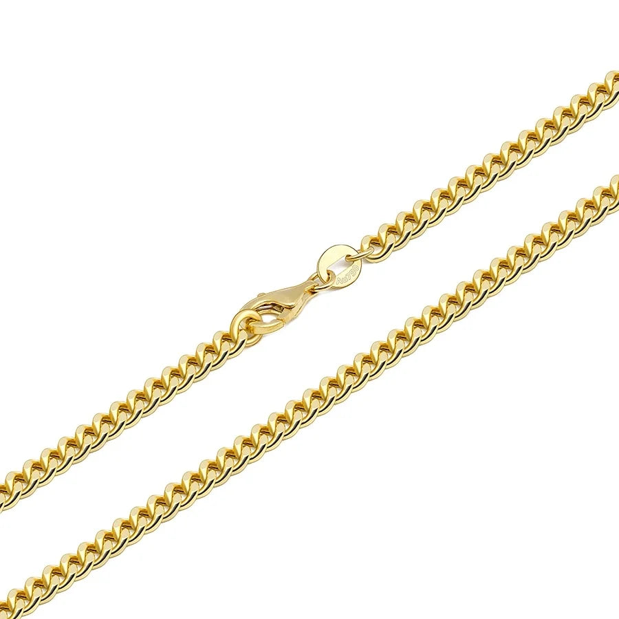 Cadena de oro macizo auténtico de 3 mm, collar de oro macizo real Au750, cadena de oro puro de 18 quilates para hombre, cadenas de eslabones cubanos al por mayor