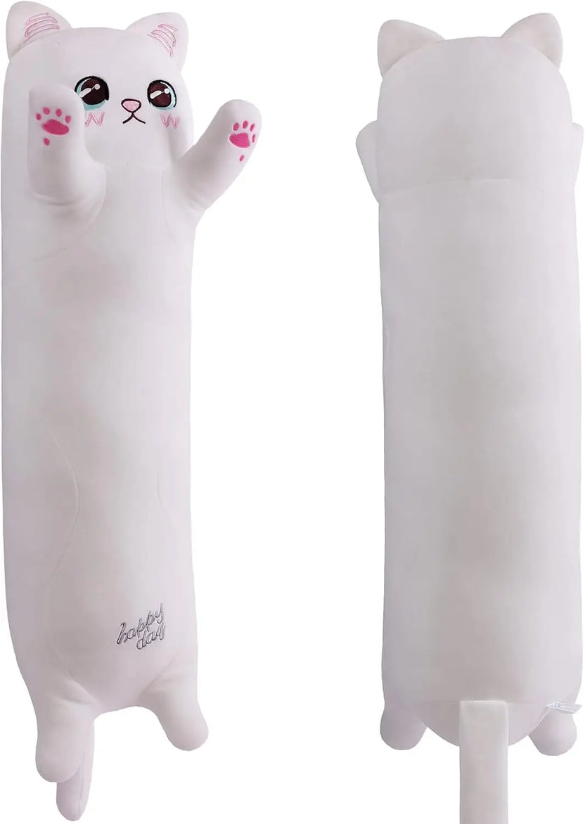 Almohada de peluche con forma de gato blanco para niños