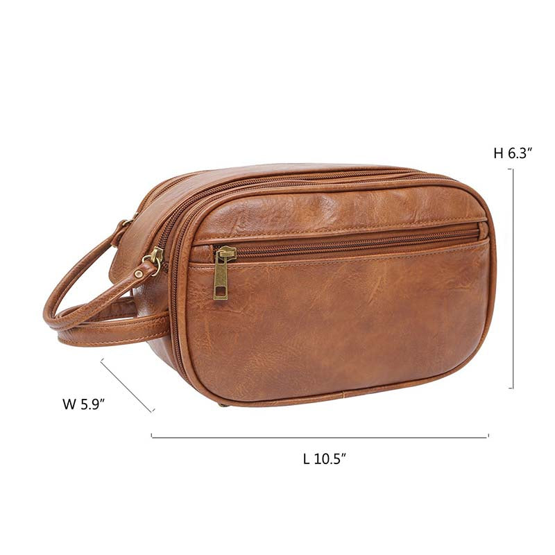 Cosmetic Leather Toiletry Bag for Men Hanging Travel Toiletry Organizer for Toiletries Accessories