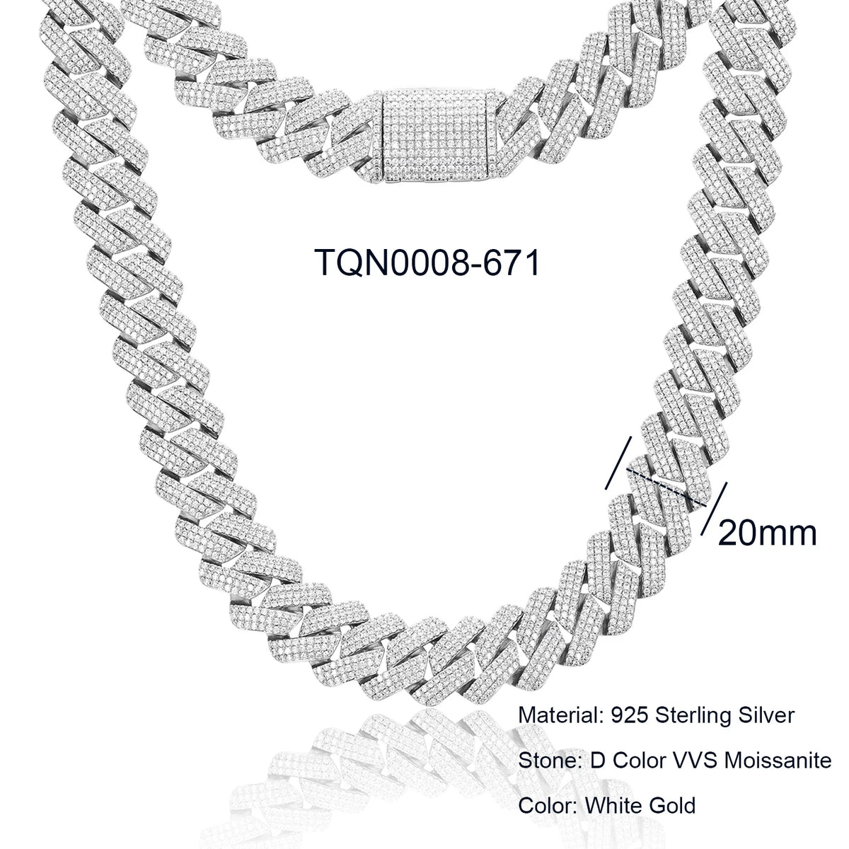 Collar de cadena cubana de Miami para hombre, joyería fina de hip hop, plata de ley 925, 6mm-20mm, con diamantes de moissanite VVS helados