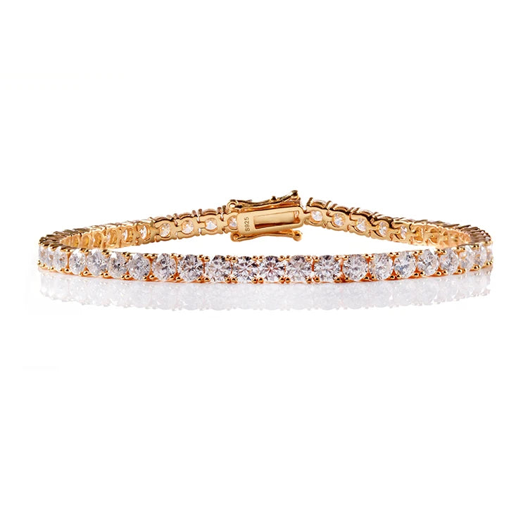 Pulsera de tenis de moissanita con diamantes, estilo hip hop, plata 925 cubana, bañada en oro de 14k o 18k
