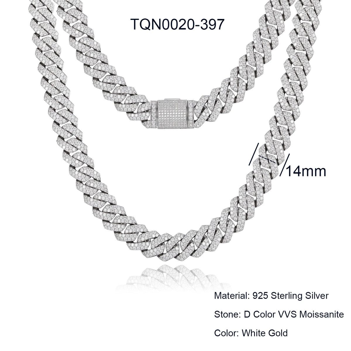 Collar de cadena cubana de Miami para hombre, joyería fina de hip hop, plata de ley 925, 6mm-20mm, con diamantes de moissanite VVS helados