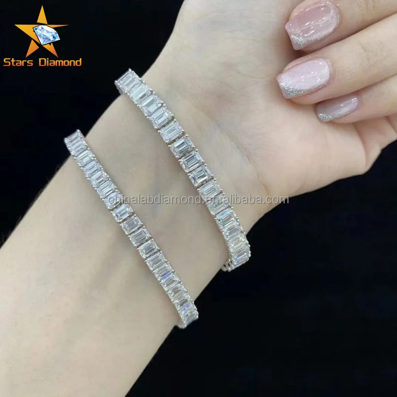 Pulsera de tenis al por mayor de 18K oro blanco con diamantes de laboratorio talla brillante VVS de 15.76ct CVD HPHT, pulsera clásica para mujer