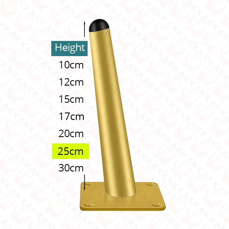 KAK 4Pcs Black Furniture Leg Gold Table Feet Replacement Cabinet Sofa Metal Feet With Screws 800KG Non-Punch Furniture Hardware