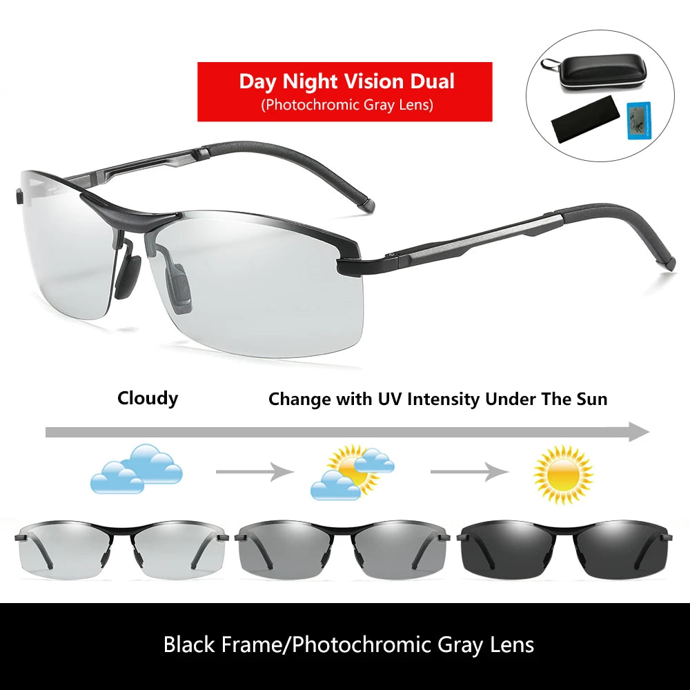KATELUO Day Night Vision Eyeglasses Men Sunglasses for Driving Polarized UV400 Sports Eyewear Photochromic Male Sun Glasses 557