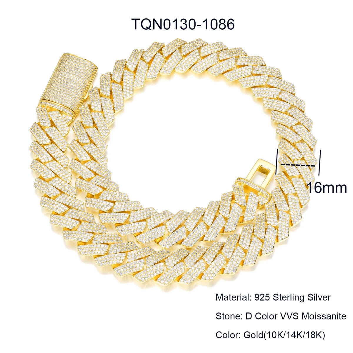 Collar de cadena cubana de Miami para hombre, joyería fina de hip hop, plata de ley 925, 6mm-20mm, con diamantes de moissanite VVS helados