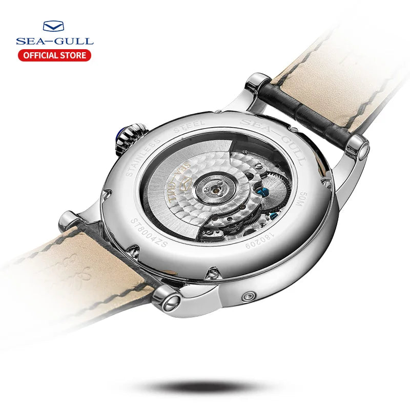 Męski zegarek automatyczny Seagull z mechanizmem tourbillon, wielofunkcyjny, szafirowe szkło, kalendarz, luksusowy zegarek na rękę ST8004ZS