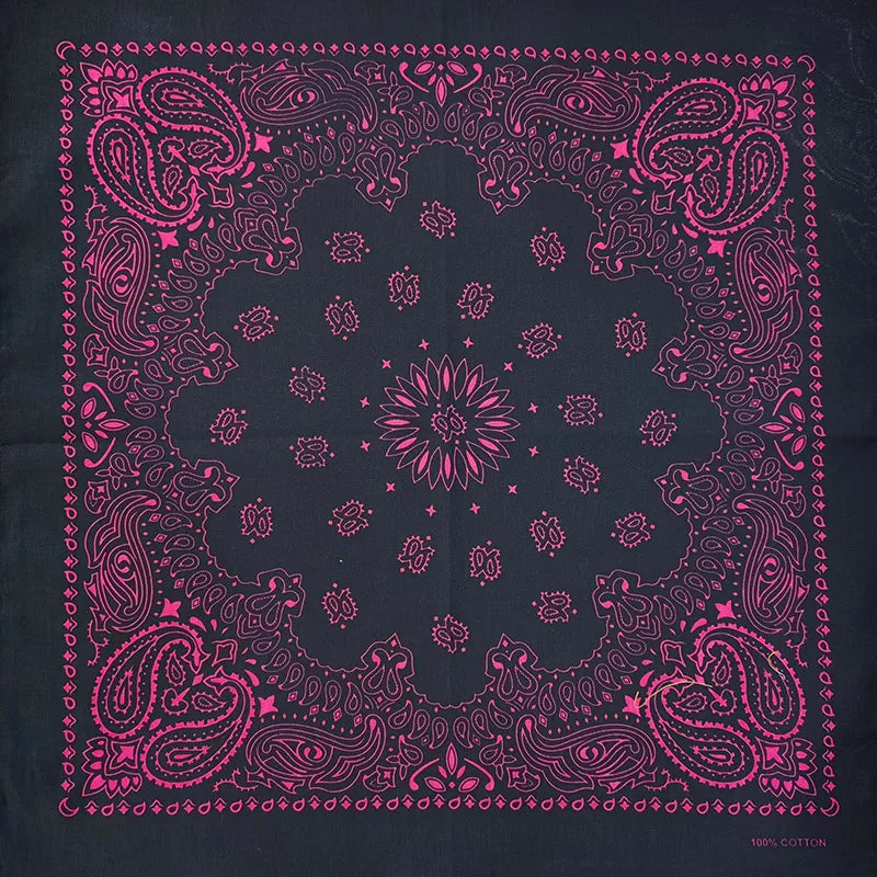 New Fashion Hip Hop 100% Cotton Bandana Square Scarf 55cm*55cm Black Red Paisley Headband Printed for Women/Men/Boys/Girls