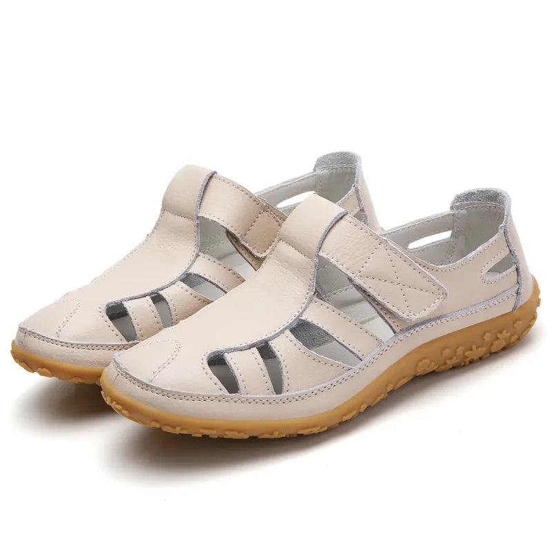 Split Leather Flat Sandals Women Fashion Summer Shoes Anti-Slip Soft Sole Ladies Gladiator Sandal Breathable Sandalias SH031502