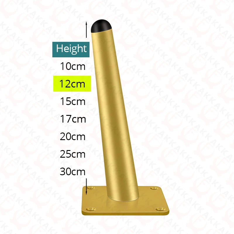 KAK 4Pcs Black Furniture Leg Gold Table Feet Replacement Cabinet Sofa Metal Feet With Screws 800KG Non-Punch Furniture Hardware
