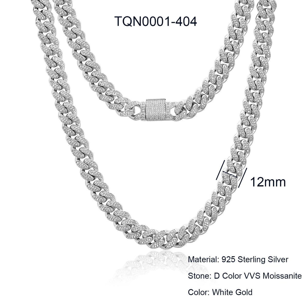 Collar de cadena cubana de Miami para hombre, joyería fina de hip hop, plata de ley 925, 6mm-20mm, con diamantes de moissanite VVS helados