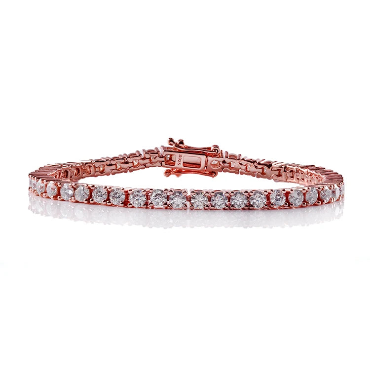 Pulsera de tenis de moissanita con diamantes, estilo hip hop, plata 925 cubana, bañada en oro de 14k o 18k
