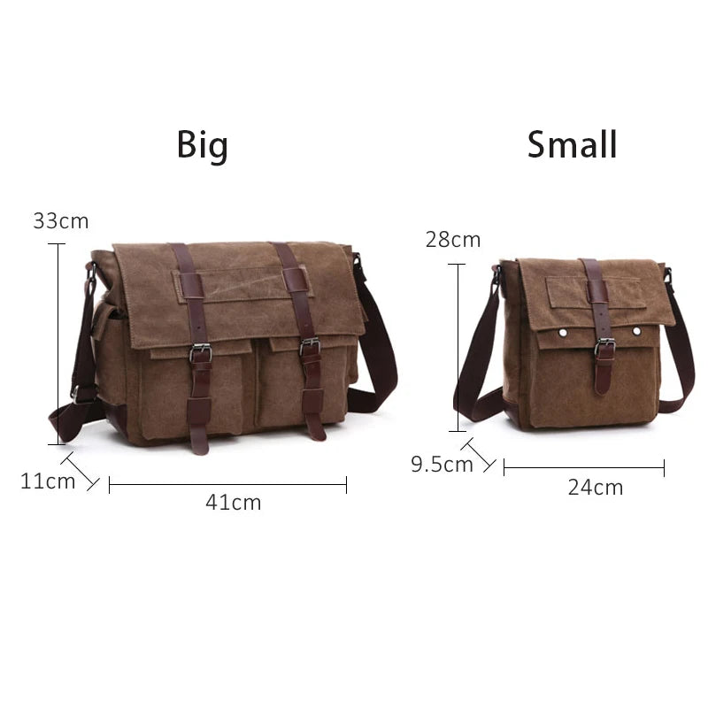 Scione Men Business Messenger Bags for Men Shoulder Bag Canvas Crossbody Pack Retro Casual Office Travel Bag Vintage Retro Bags