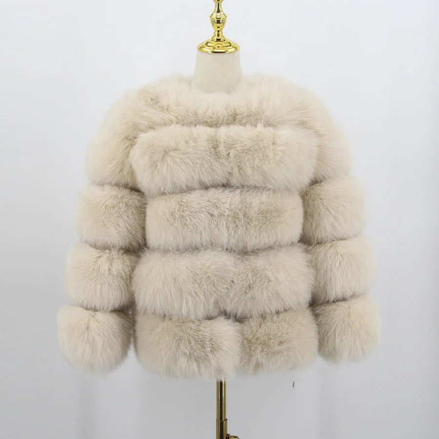 Pink Java QC1801 FREE SHIPPING Real Fox Fur Coat Women Winter Thick Fur Jacket Short Fur Coat Wholesale Genuine Fox Short Sleeve