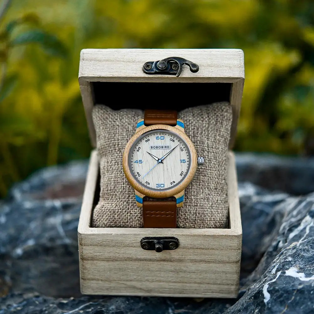 Couple Watch BOBO BIRD Wooden Simple Fashion Leather Wristwatch Men and Women Personality Timepiece Great Gift Reloj Luminous