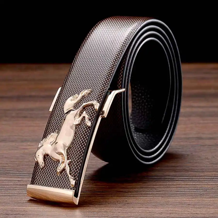 Designer Belts New Leather Belts for Men Buckle Fancy Vintage Jeans Plate Buckle Belts Width:3.5cm Black\Coffee