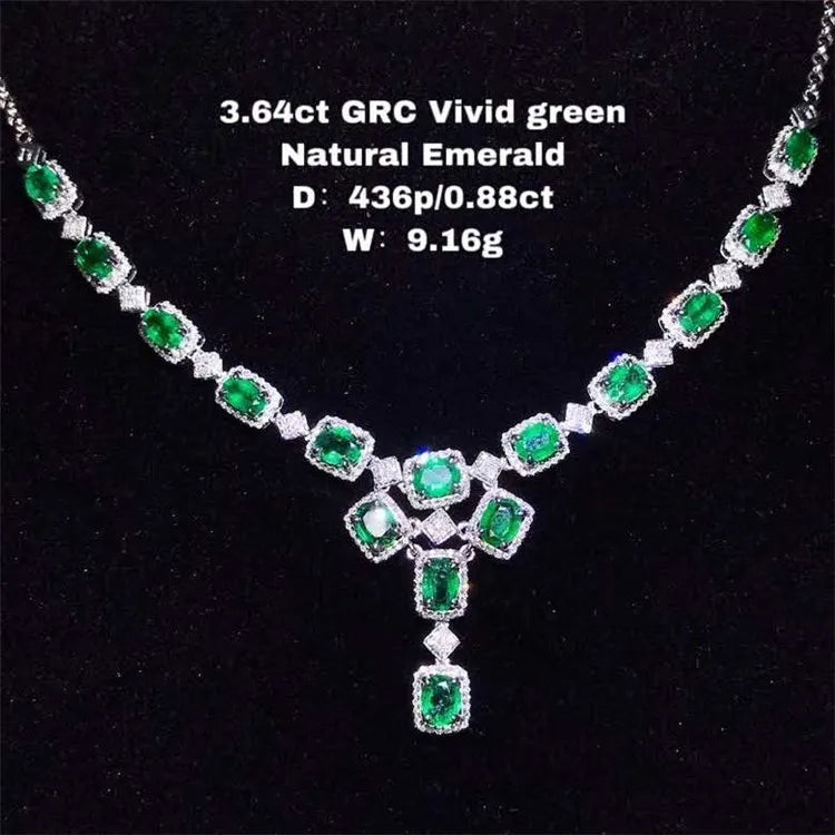 Gargantilla de joyería con piedras preciosas estilo lujoso real Sgarit, collar con colgante de esmeralda natural verde intenso de 3.64 quilates en oro de 18K