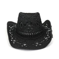 Summer Outdoor Men Women Hand-Woven Western Cowboy Paper Straw Hats Wide Brim Breathable Beach Jazz Cap Sun Protection Hat