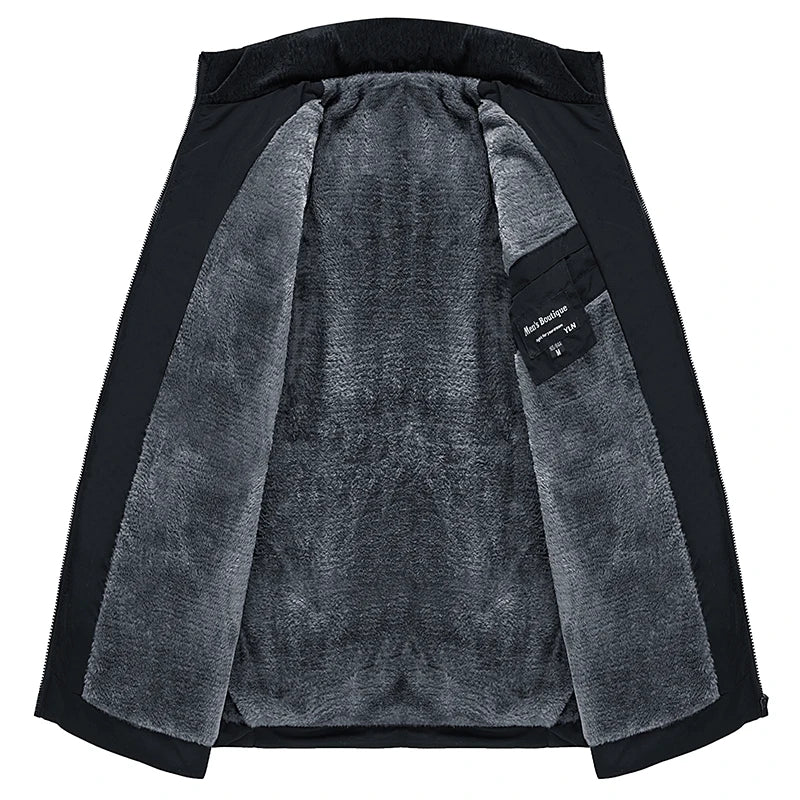 Parka acolchada de felpa con cuello alzado para hombre, chaqueta de invierno, abrigo tipo parker grueso y cálido con cremallera para hombre
