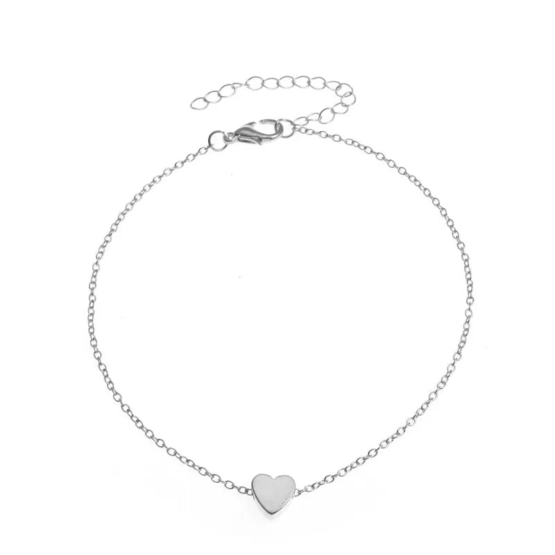 Trendy Beads Multilayer Summer Heart Anklet for Woman Bohemian Vintage Footwear Leg Bracelets 2021 Female Foot Jewelry G