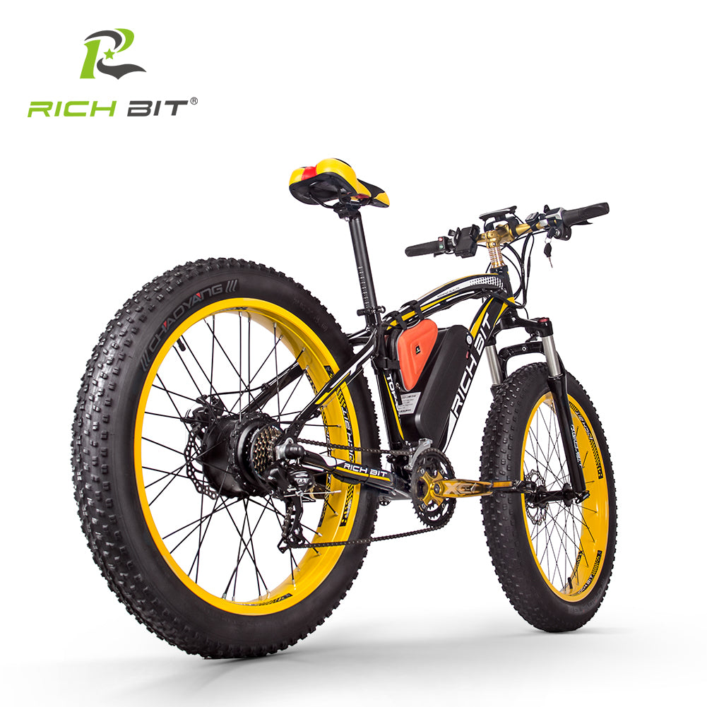 Bicicleta eléctrica RICH BIT RT-022, 48V 17Ah, batería de litio, neumático ancho de 4.0", bicicleta de montaña, crucero para nieve y playa, con acelerador