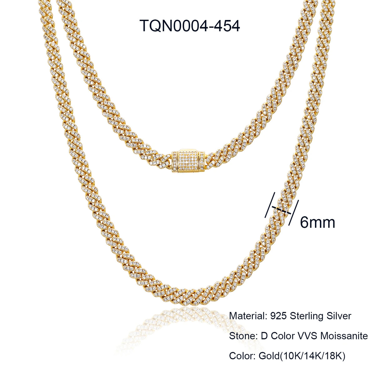 Collar de cadena cubana de Miami para hombre, joyería fina de hip hop, plata de ley 925, 6mm-20mm, con diamantes de moissanite VVS helados
