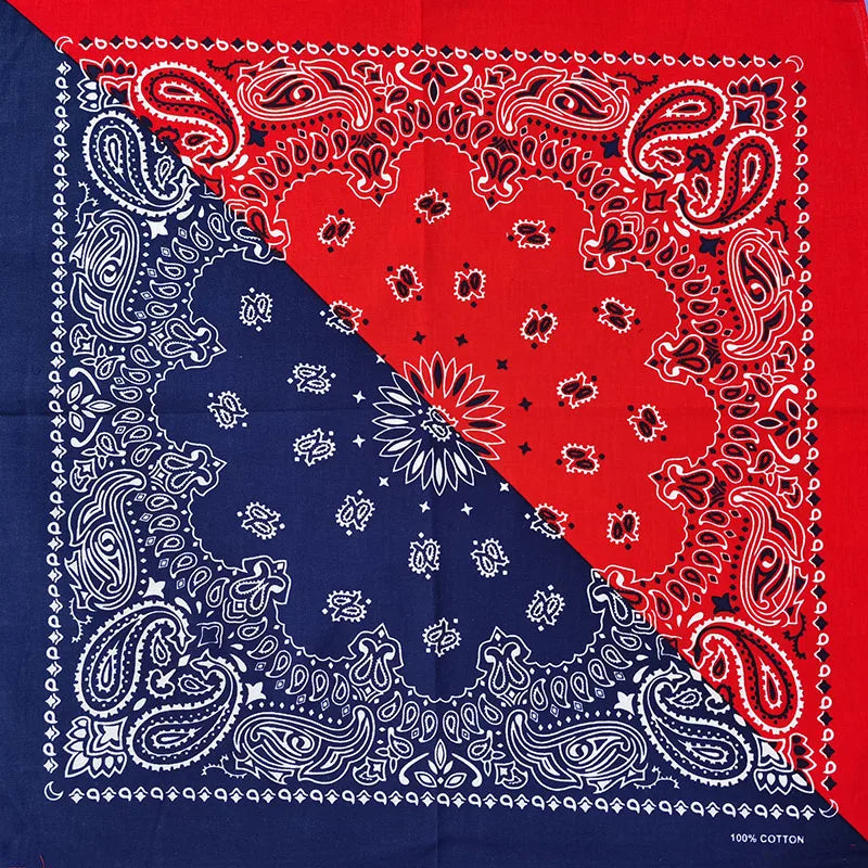 New Fashion Hip Hop 100% Cotton Bandana Square Scarf 55cm*55cm Black Red Paisley Headband Printed for Women/Men/Boys/Girls