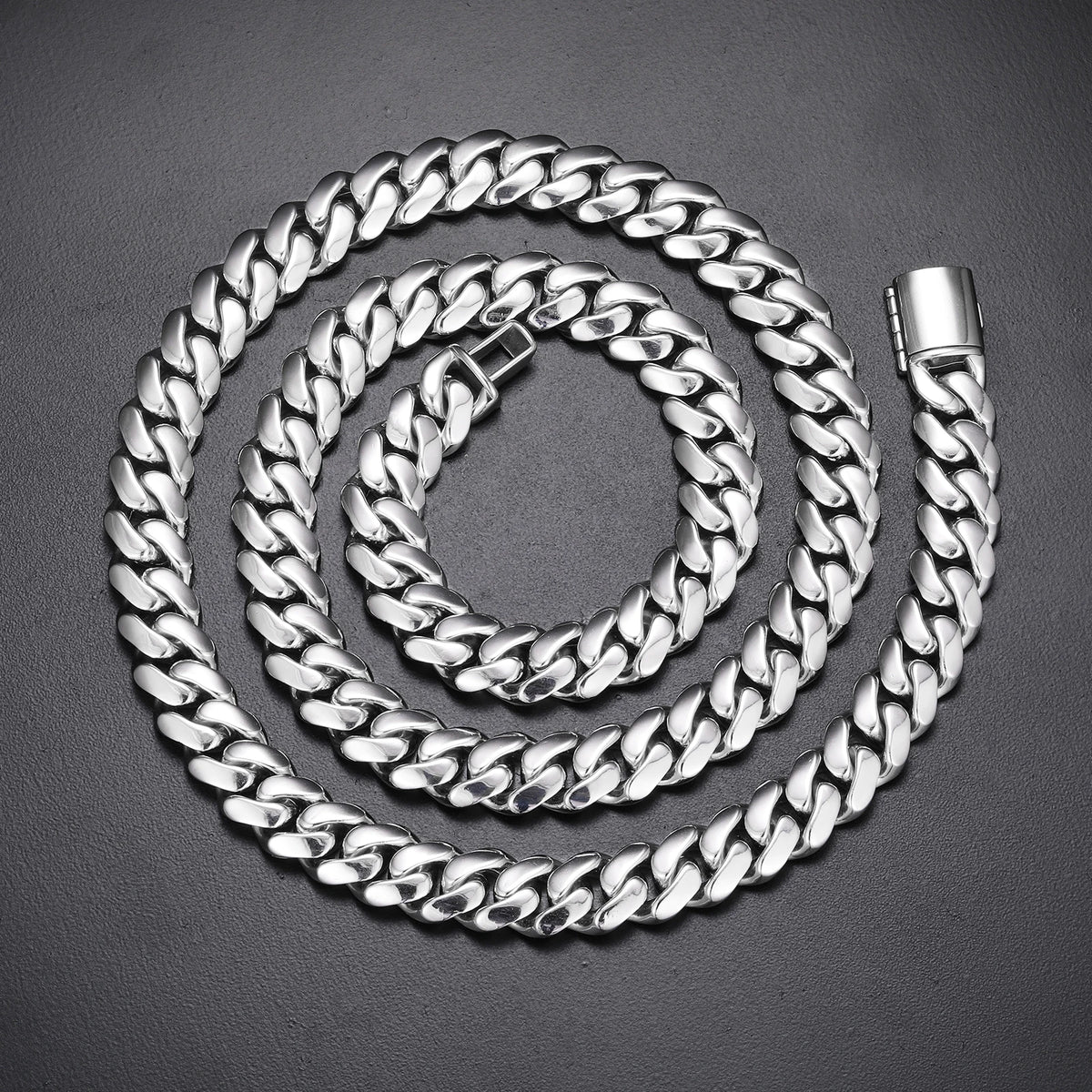 Collar de cadena cubana Miami de lujo estilo hip hop, eslabones de 10mm-22mm de plata de ley 925 maciza con diamantes de moissanita tipo "iced out" y cierre de hebilla