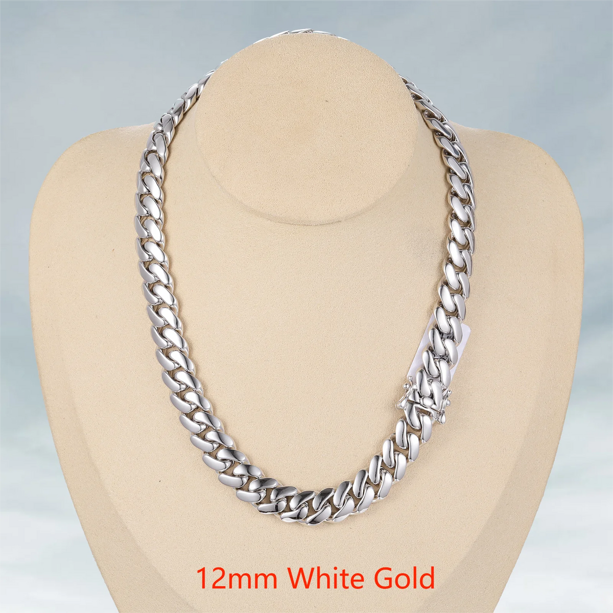 Collar de cadena cubana Miami de lujo estilo hip hop, eslabones de 10mm-22mm de plata de ley 925 maciza con diamantes de moissanita tipo "iced out" y cierre de hebilla