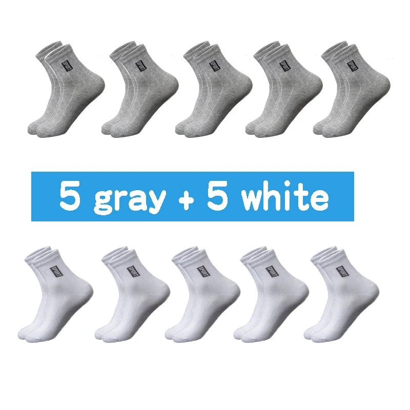 20 unidades = 10 pares de calcetines de algodón de alta calidad para hombre, transpirables, absorbentes, de caña media, color negro, desodorantes, calcetines de negocios para regalo.